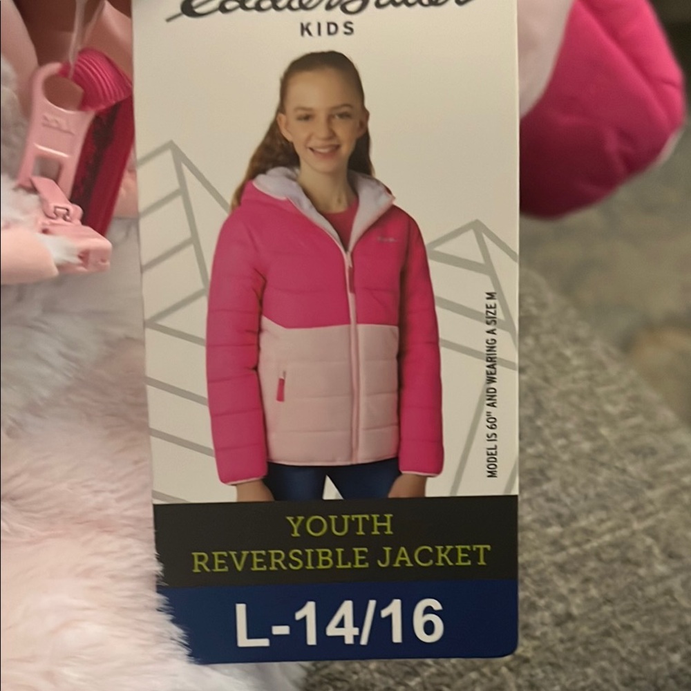 Eddie Bauer Pink and White Puffer Jacket